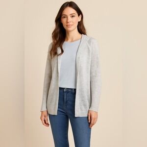 Anthro Moth Alpaca Wool Hooded Cardigan Gray Boho Open Knit S
